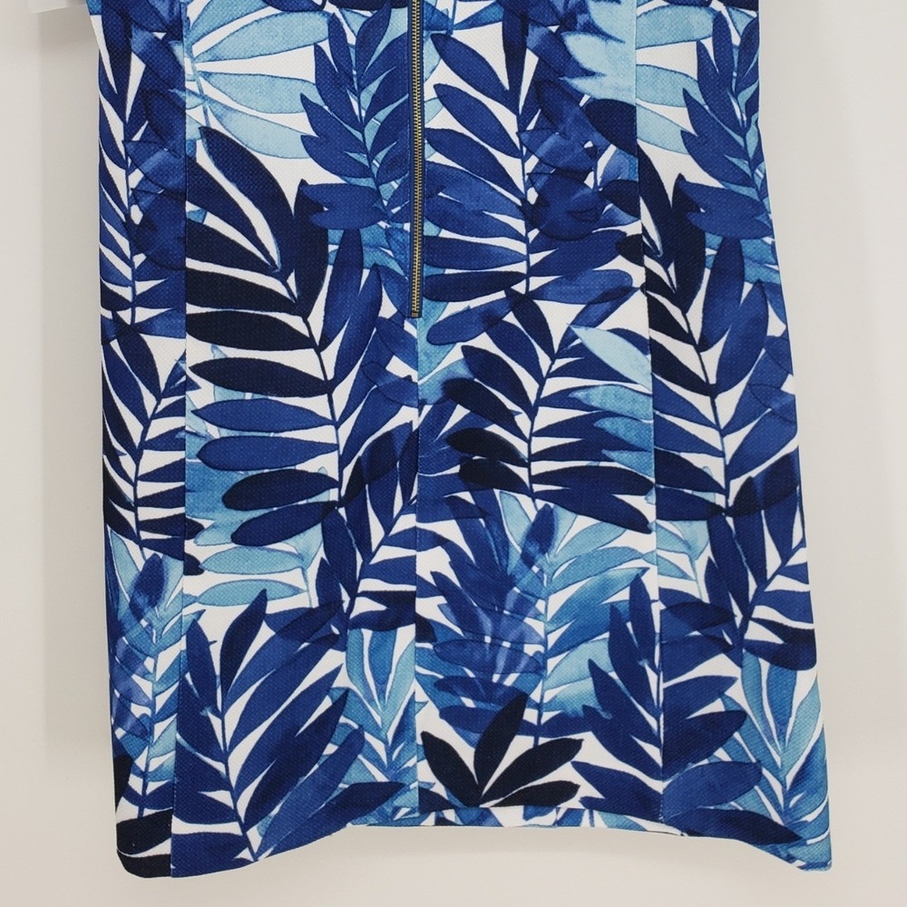 Gabby Skye Tropical Leaf Shift Dress Womens 10 Blue Sleeveless Cutout Sundress - Picture 9 of 10